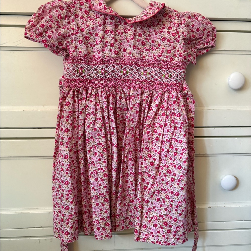 Carriage Boutique Pink Floral Smocked Dress
